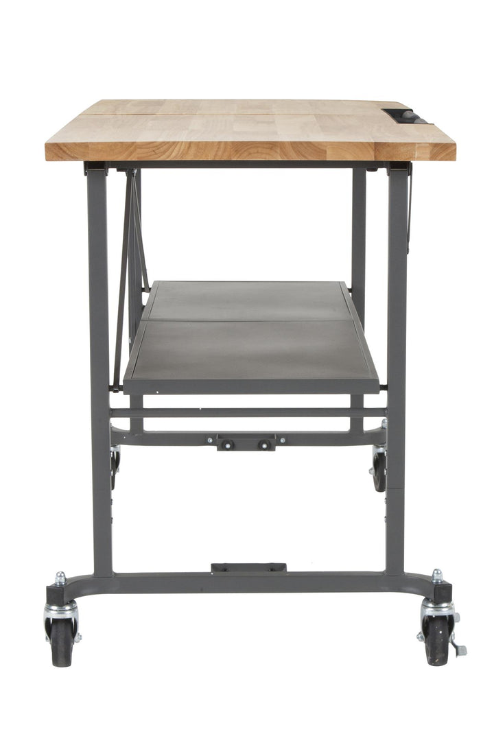 SmartFold Butcher Block Portable Folding Utility Table - Gray