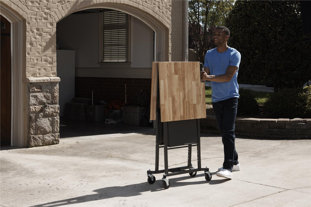 SmartFold Butcher Block Portable Folding Utility Table - Gray