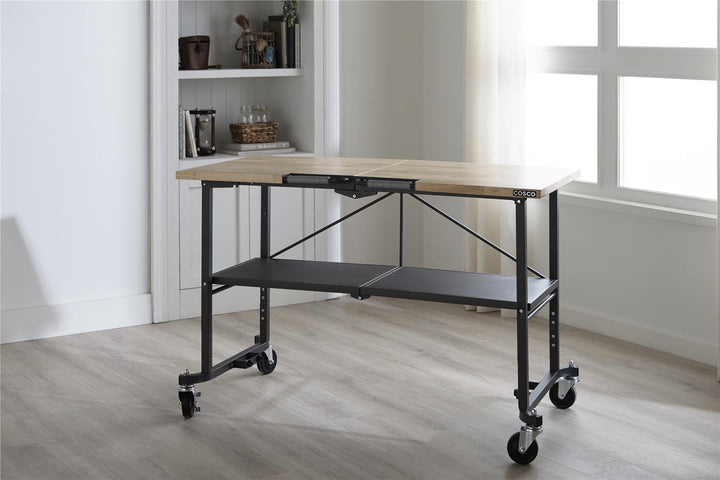 SmartFold Butcher Block Portable Folding Utility Table - Gray