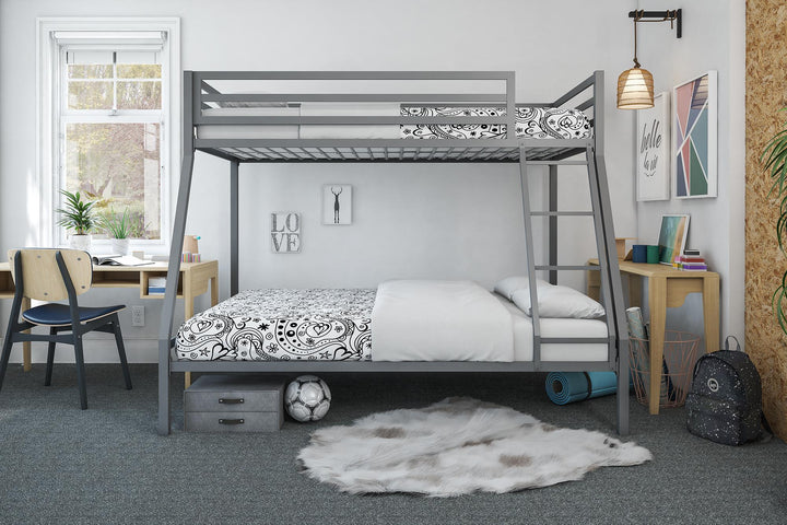 Lara Premium Twin over Full Metal Bunk Bed - Silver - Twin-Over-Full