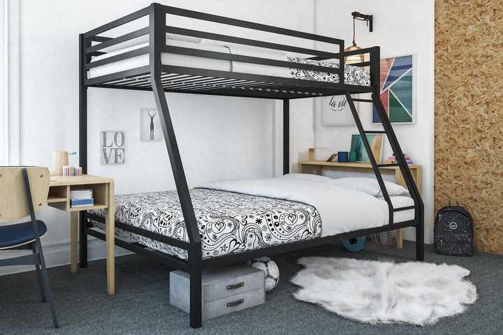 Lara Premium Twin over Full Metal Bunk Bed - Black - Twin-Over-Full