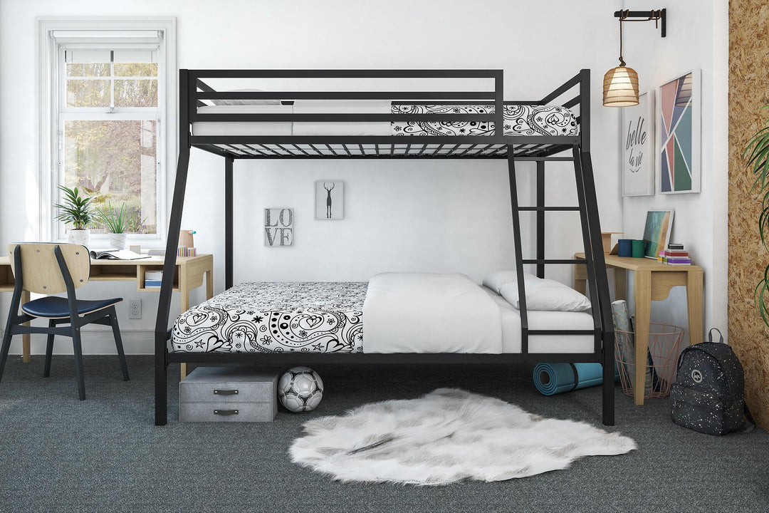 Lara Premium Twin over Full Metal Bunk Bed - Black - Twin-Over-Full