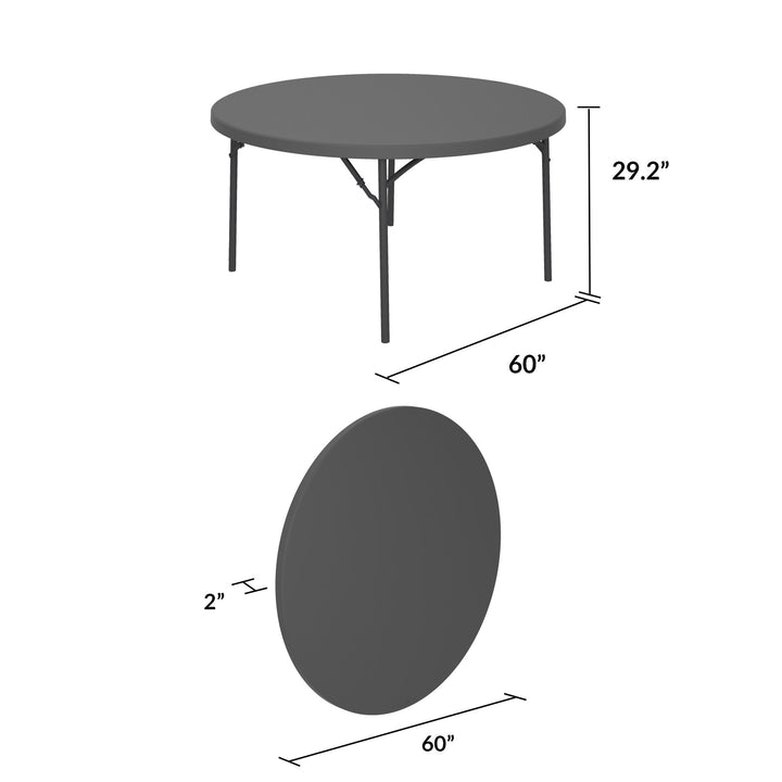 ZOWN Classic 60" Commercial Round Folding Table - Gray - 1-Pack