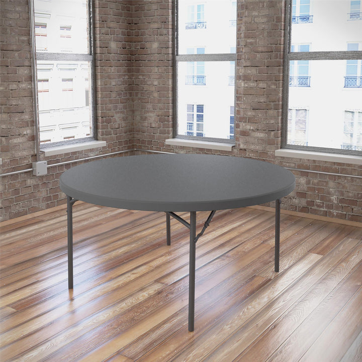 ZOWN Classic 60" Commercial Round Folding Table - Gray - 1-Pack