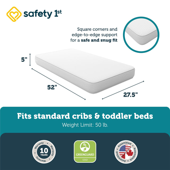 Pleasant Dreams Crib and Toddler Bed Mattress - White - Crib & Toddler Mattress