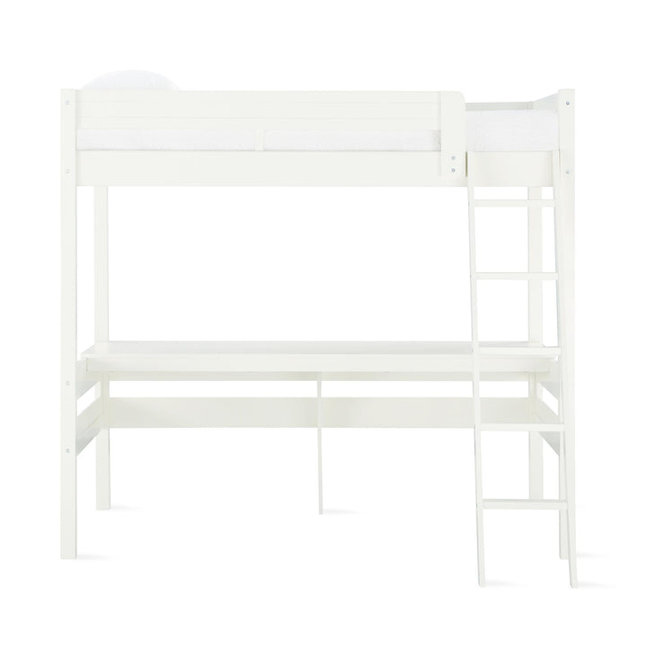 Harlan Twin Size Loft Bed with Desk and Ladder - White