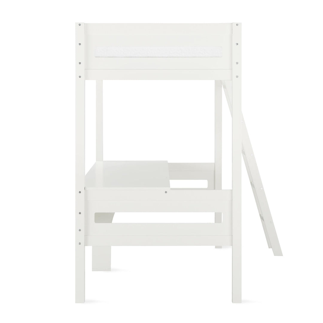 Harlan Twin Size Loft Bed with Desk and Ladder - White