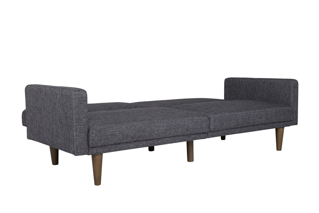 Paxson Futon with Solid Wood Legs and Diagonal Design - Dark Gray