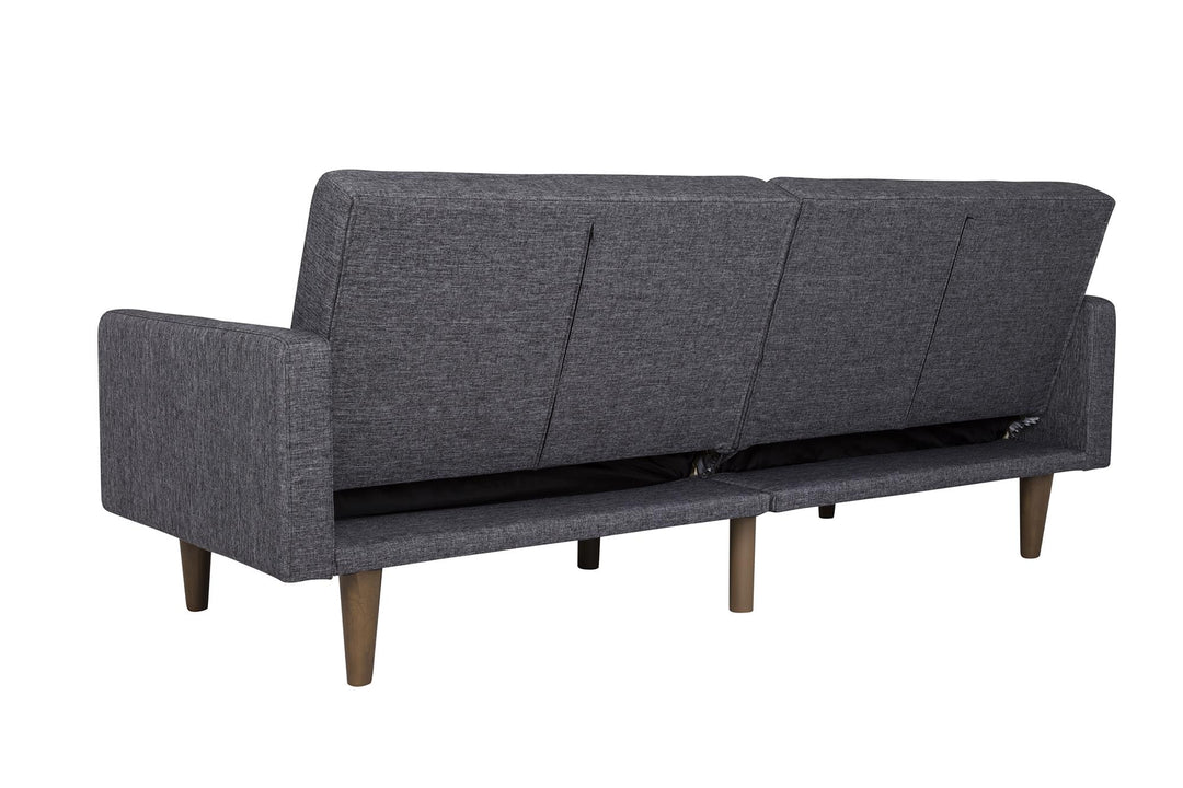 Paxson Futon with Solid Wood Legs and Diagonal Design - Dark Gray