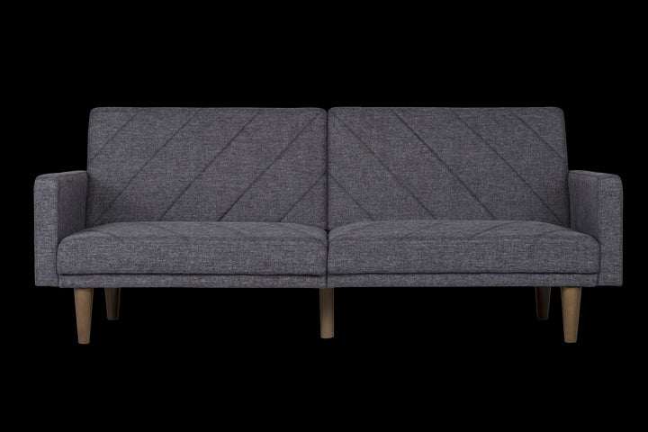 Paxson Futon with Solid Wood Legs and Diagonal Design - Dark Gray