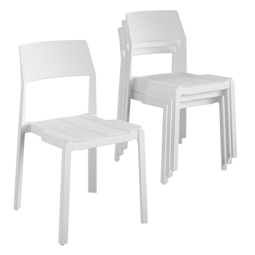 Chandler Indoor/Outdoor Stacking Dining Chairs, Set of 4 - White - 4-Pack