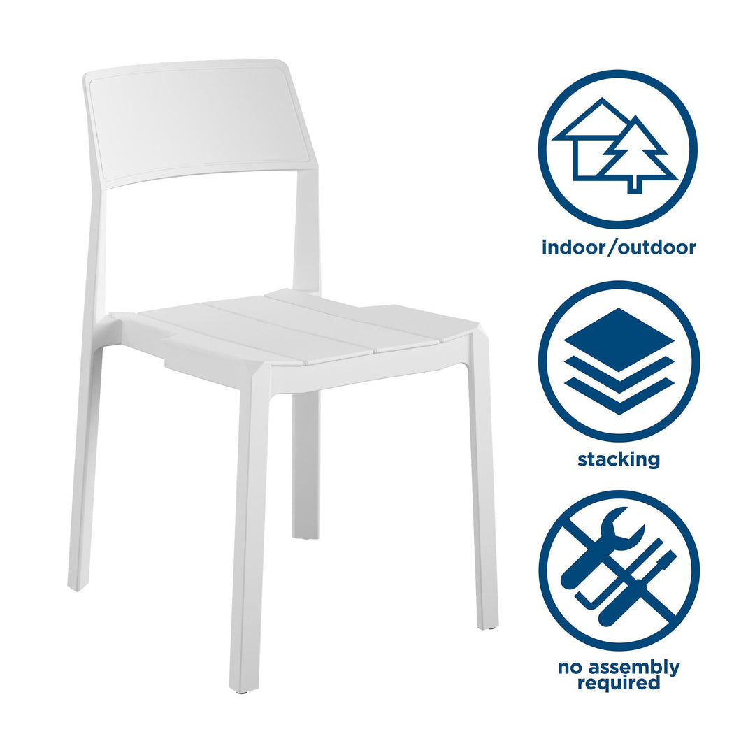 Chandler Indoor/Outdoor Stacking Dining Chairs, Set of 4 - White - 4-Pack