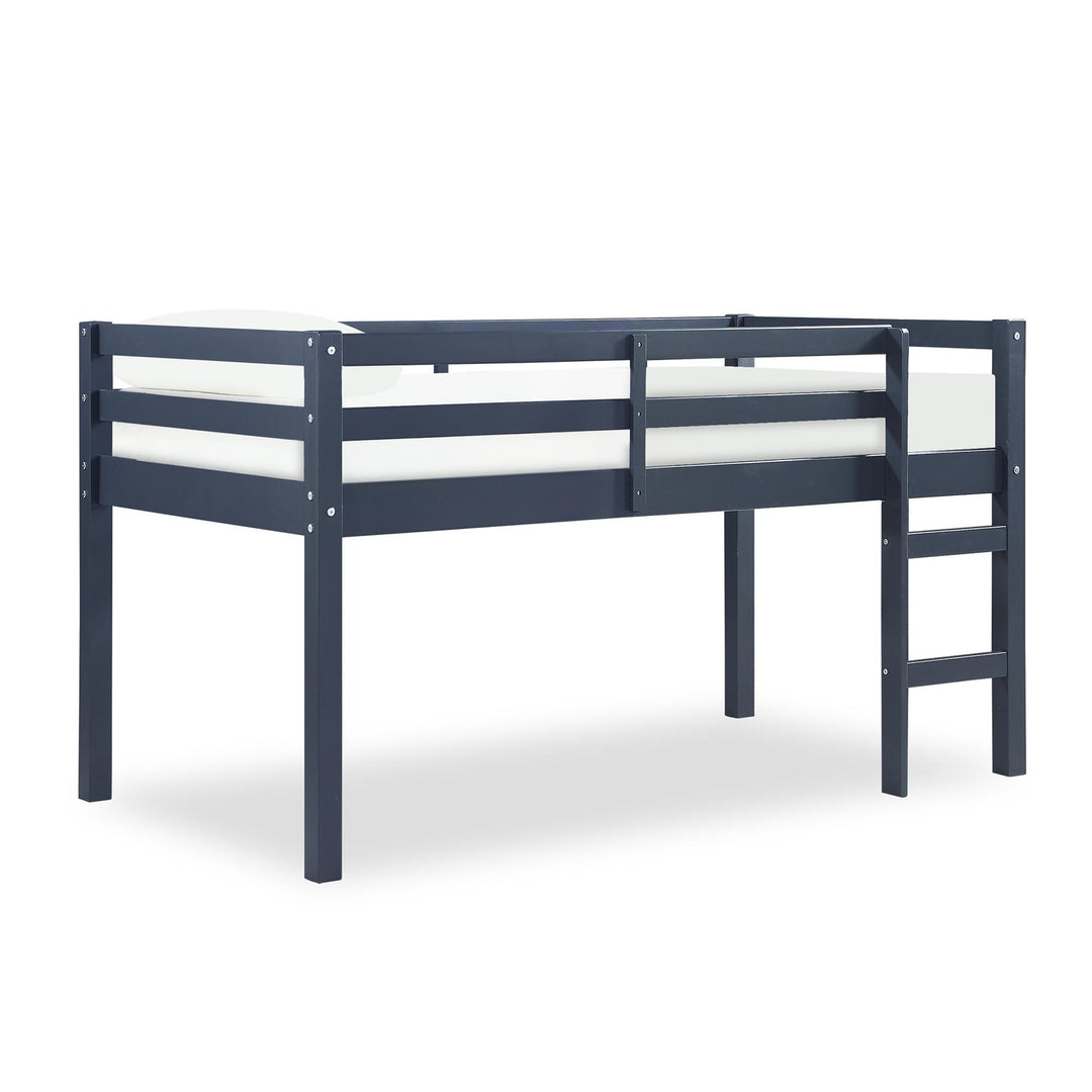 Milton Junior Twin Size Wooden Espresso Loft Bed for Kids - Blue