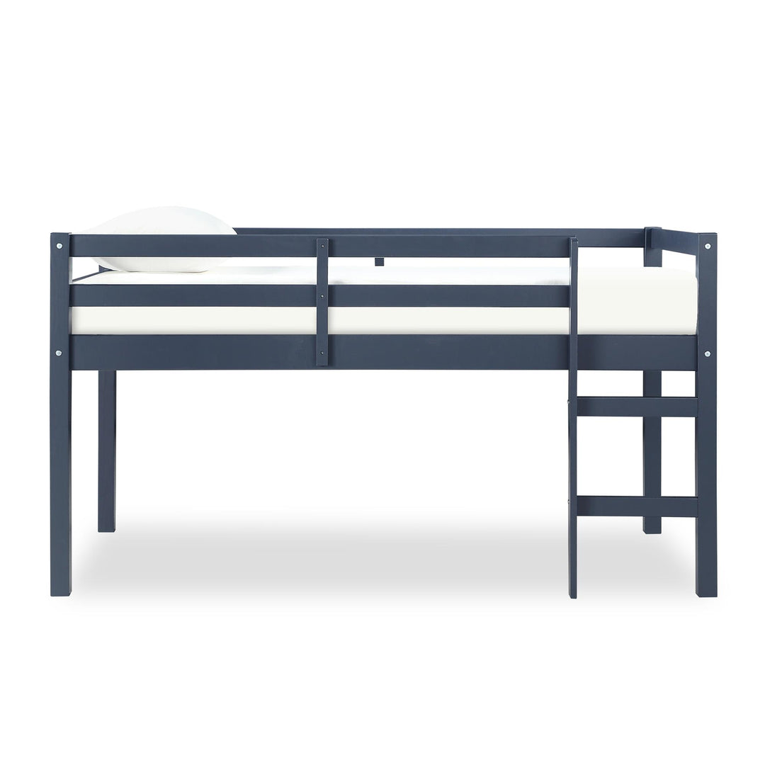 Milton Junior Twin Size Wooden Espresso Loft Bed for Kids - Blue