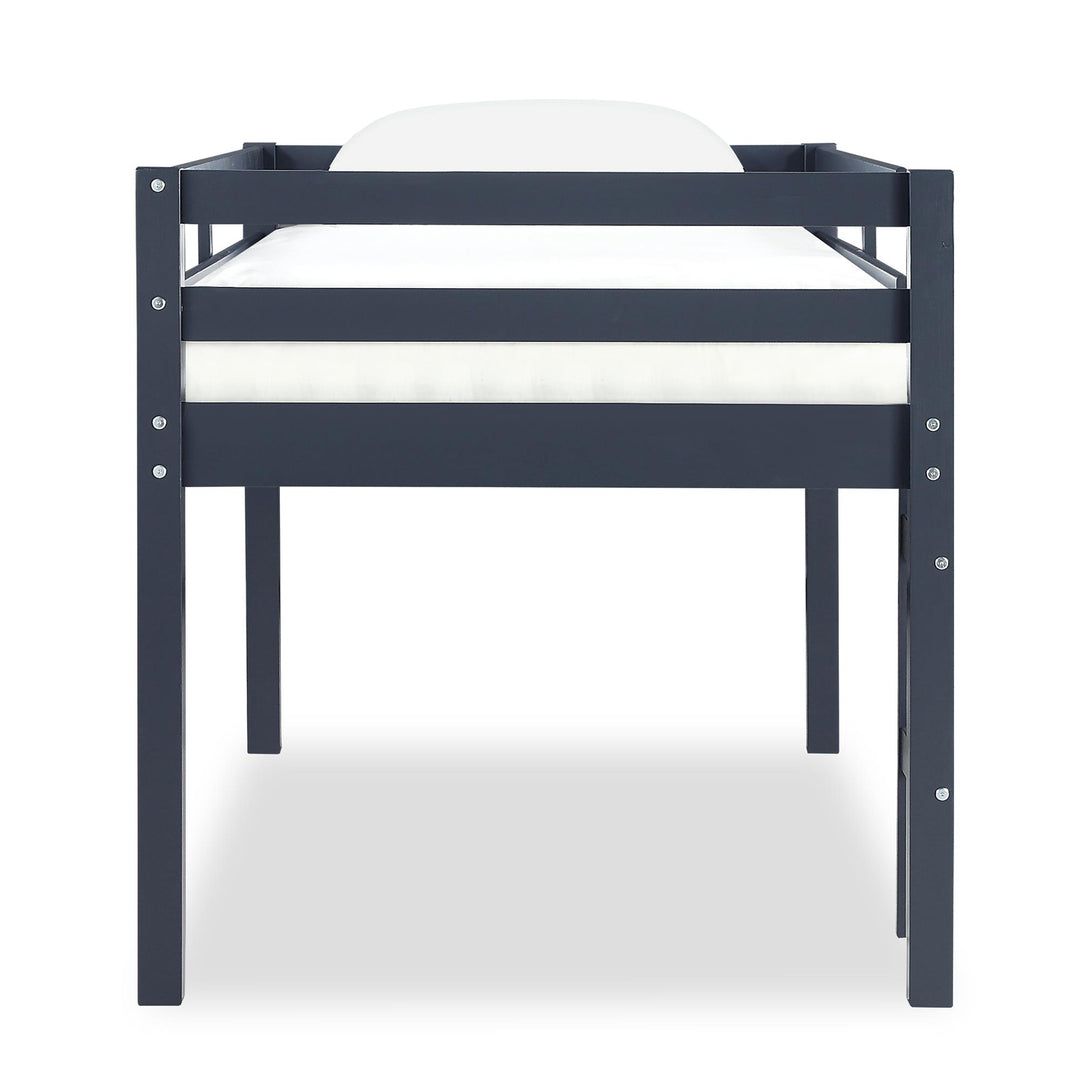 Milton Junior Twin Size Wooden Espresso Loft Bed for Kids - Blue