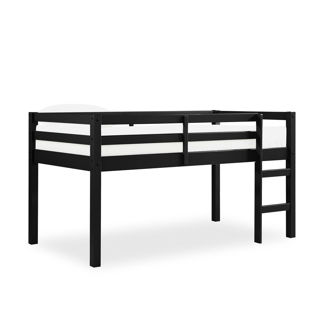 Milton Junior Twin Size Wooden Espresso Loft Bed for Kids - Black