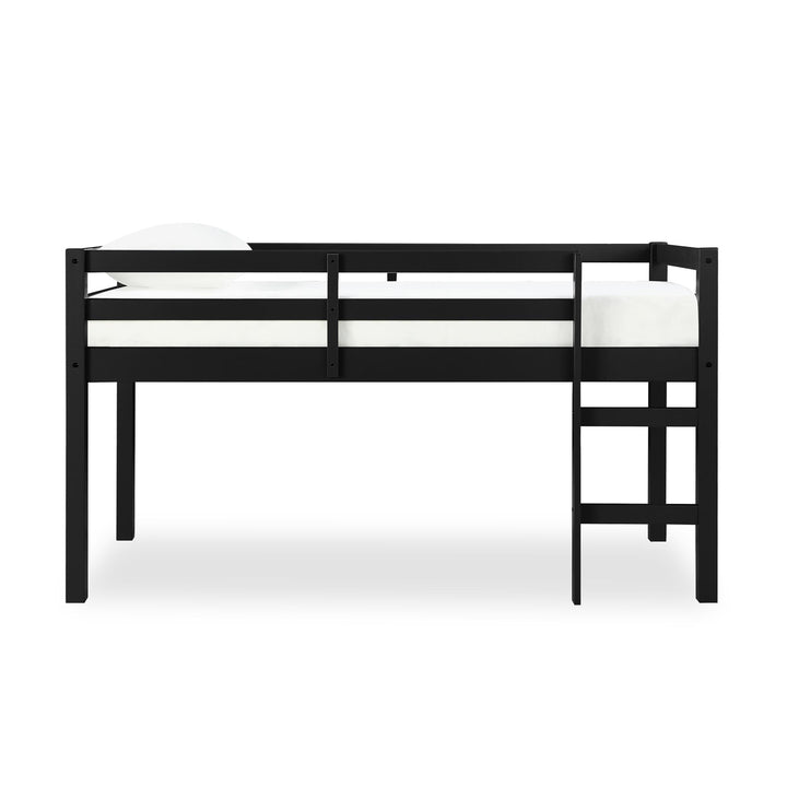 Milton Junior Twin Size Wooden Espresso Loft Bed for Kids - Black