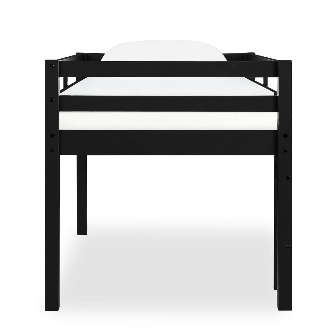 Milton Junior Twin Size Wooden Espresso Loft Bed for Kids - Black