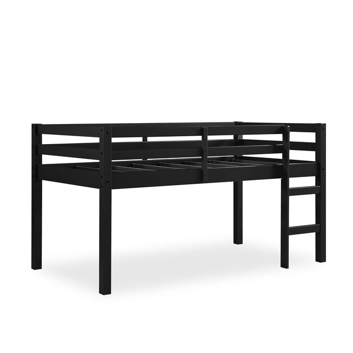 Milton Junior Twin Size Wooden Espresso Loft Bed for Kids - Black