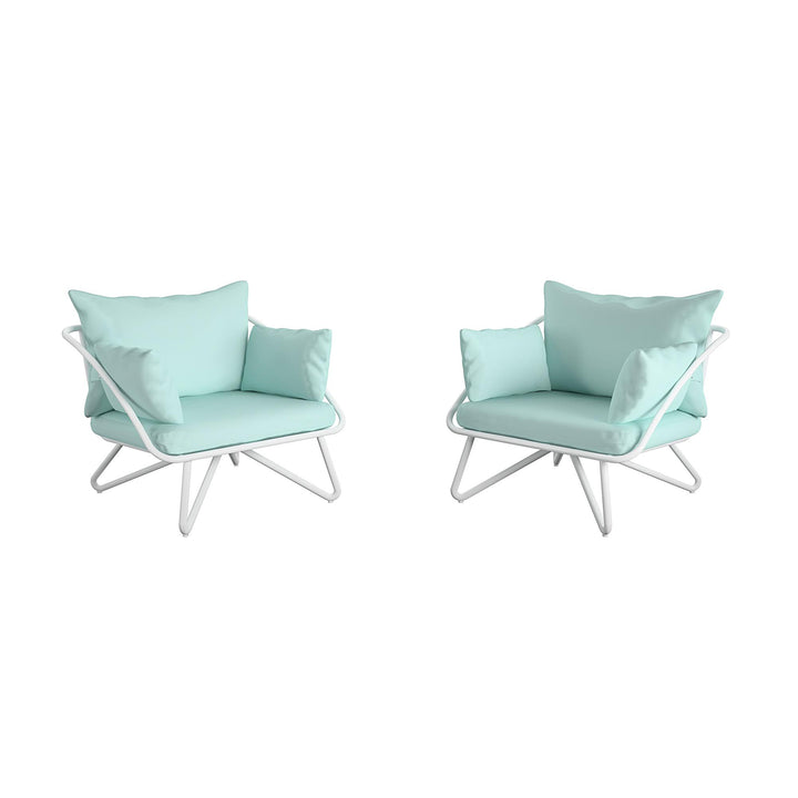 Teddi Outdoor Lounge Chairs, Set of 2 - Aqua Haze - 2-Pack