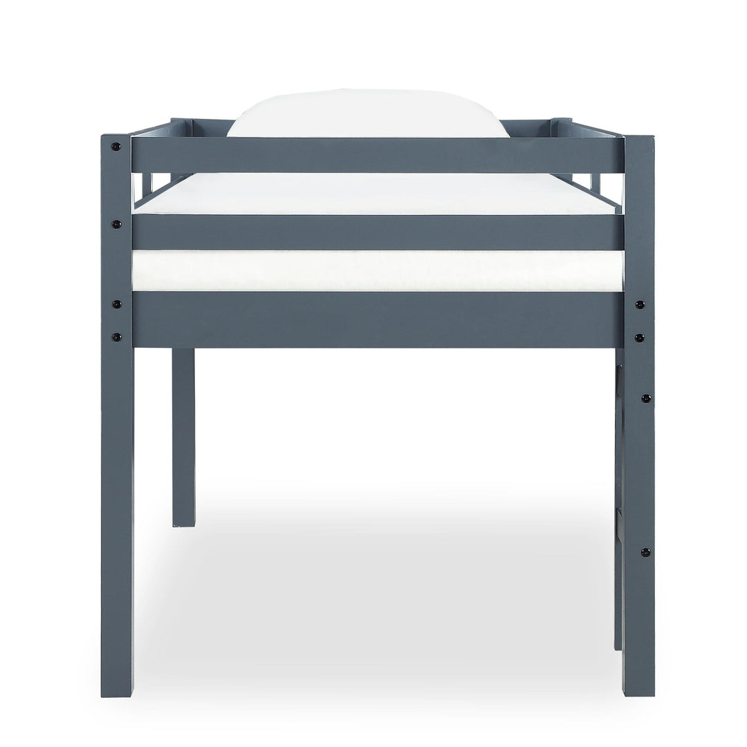 Milton Junior Twin Size Wooden Espresso Loft Bed for Kids - Gray