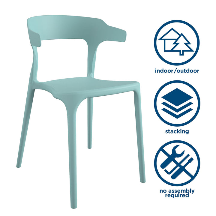 Felix Stacking Dining Chairs, Indoor/Outdoor, 4-Pack - Aqua Haze - 4-Pack