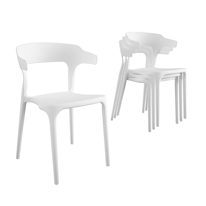 Felix Indoor/Outdoor Stacking Dining Chairs, Set of 4 - White - 4-Pack