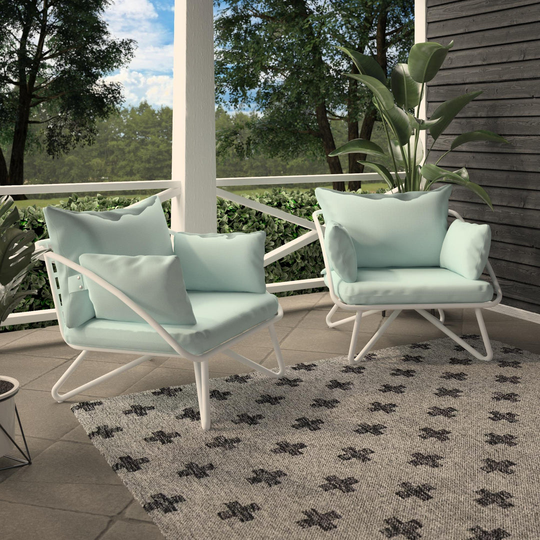 Teddi Outdoor Lounge Chairs, Set of 2 - Aqua Haze - 2-Pack