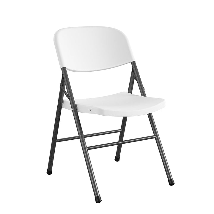 Commercial Plastic Indoor/Outdoor Folding Chairs, Pack of 4 - White Speckley Pewter - 4-Pack