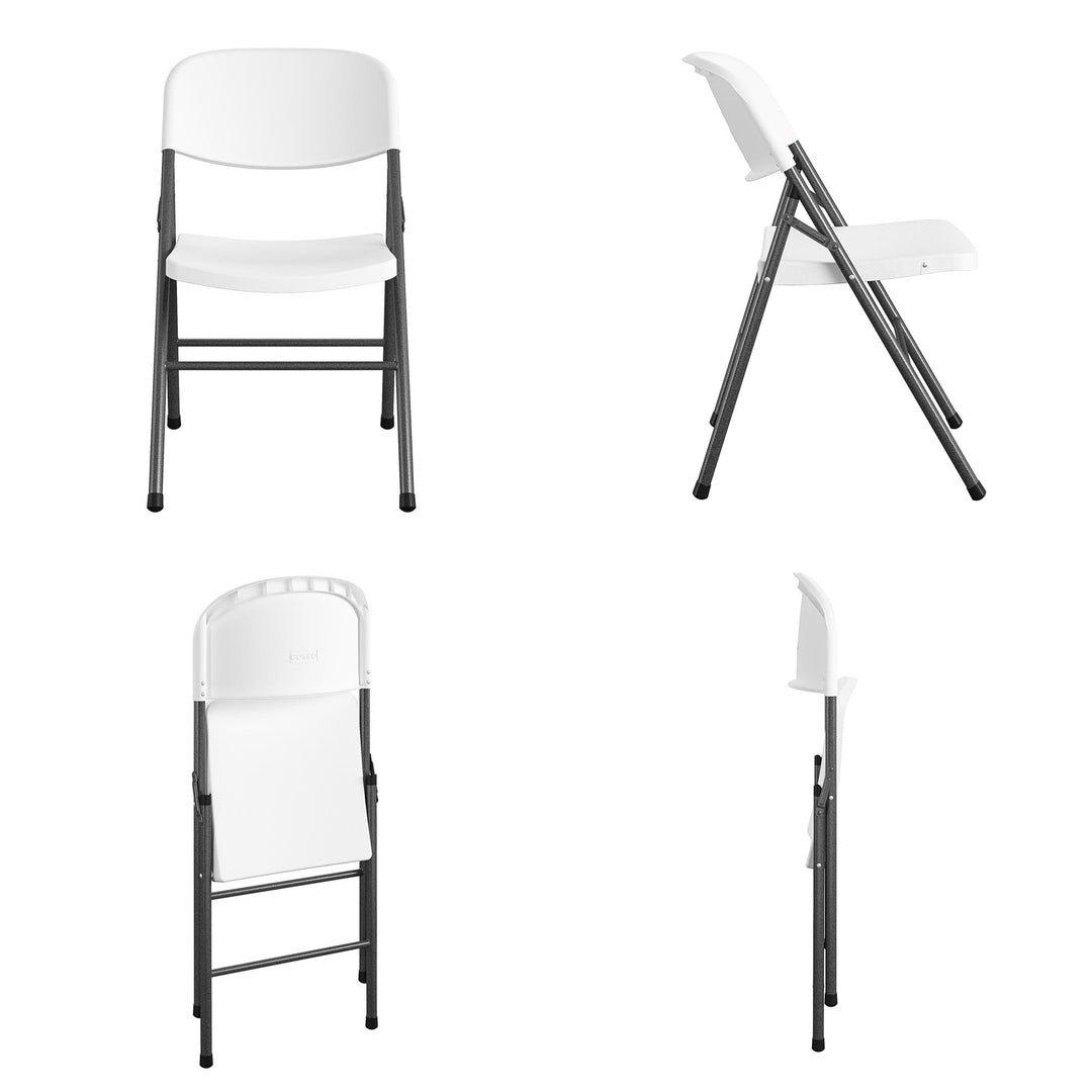 Commercial Plastic Indoor/Outdoor Folding Chairs, Pack of 4 - White Speckley Pewter - 4-Pack