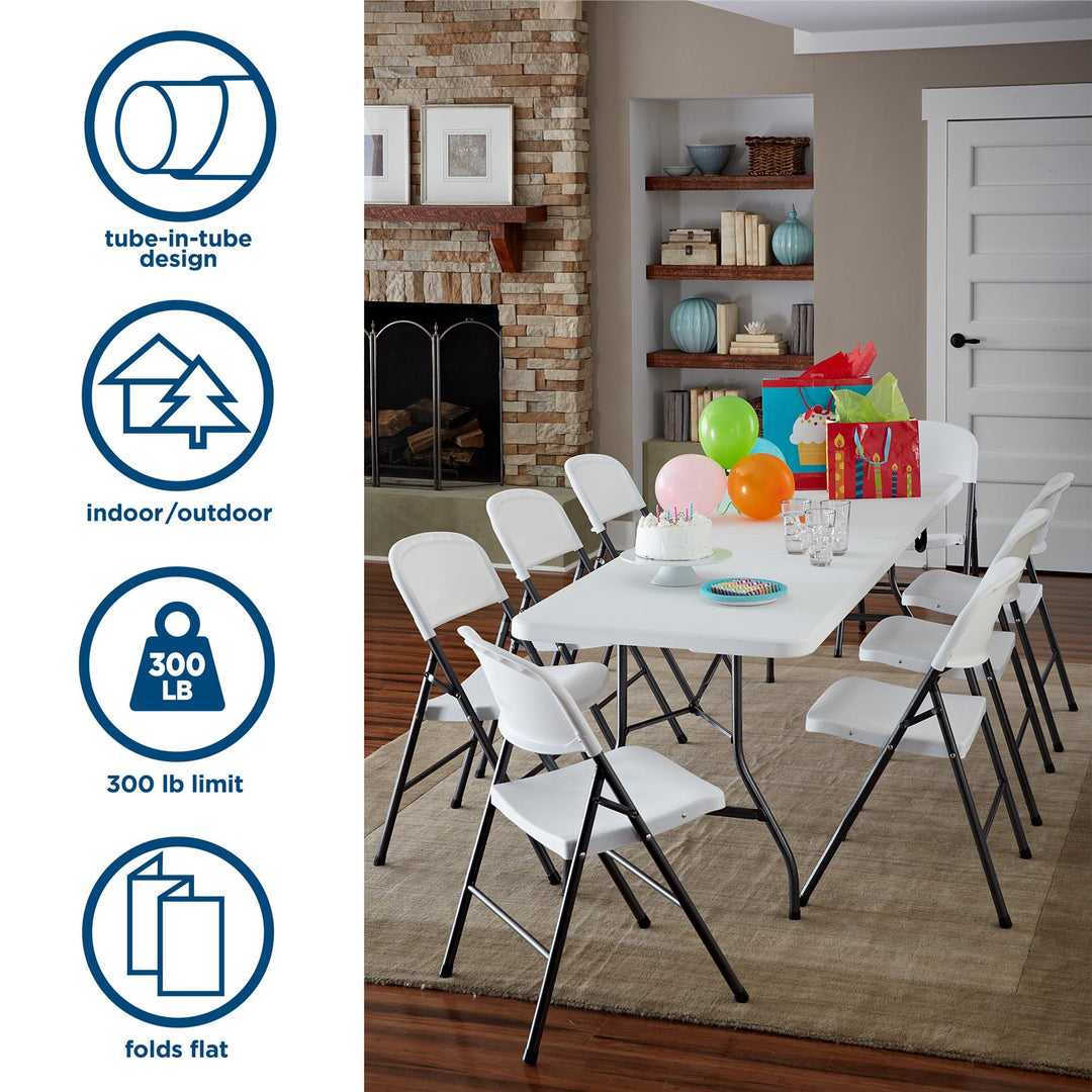 Commercial Plastic Indoor/Outdoor Folding Chairs, Pack of 4 - White Speckley Pewter - 4-Pack