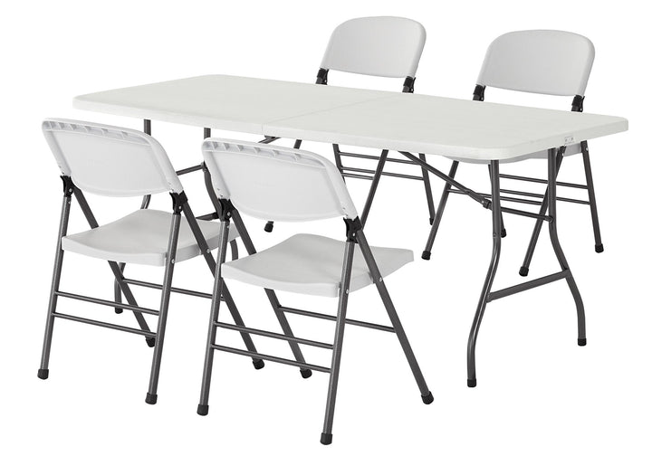 Commercial Plastic Indoor/Outdoor Folding Chairs, Pack of 4 - White Speckley Pewter - 4-Pack