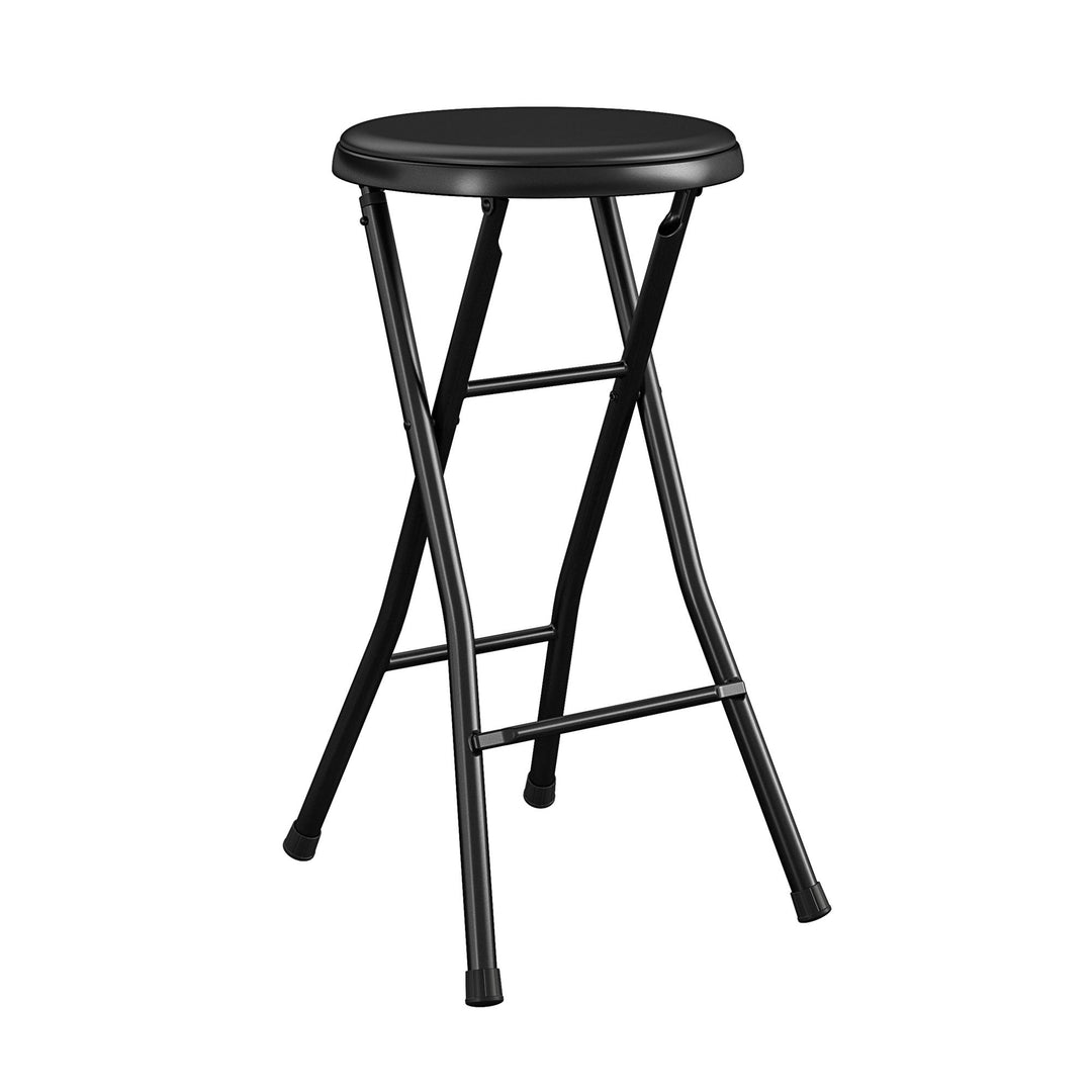 24 Inch Vinyl Padded Folding Stool with 200 lb Weight Capacity - Black - 4-Pack