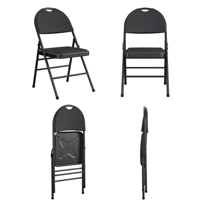 Fabric Padded Metal Triple Braced Folding Chair, Set of 4 - Times - 4-Pack