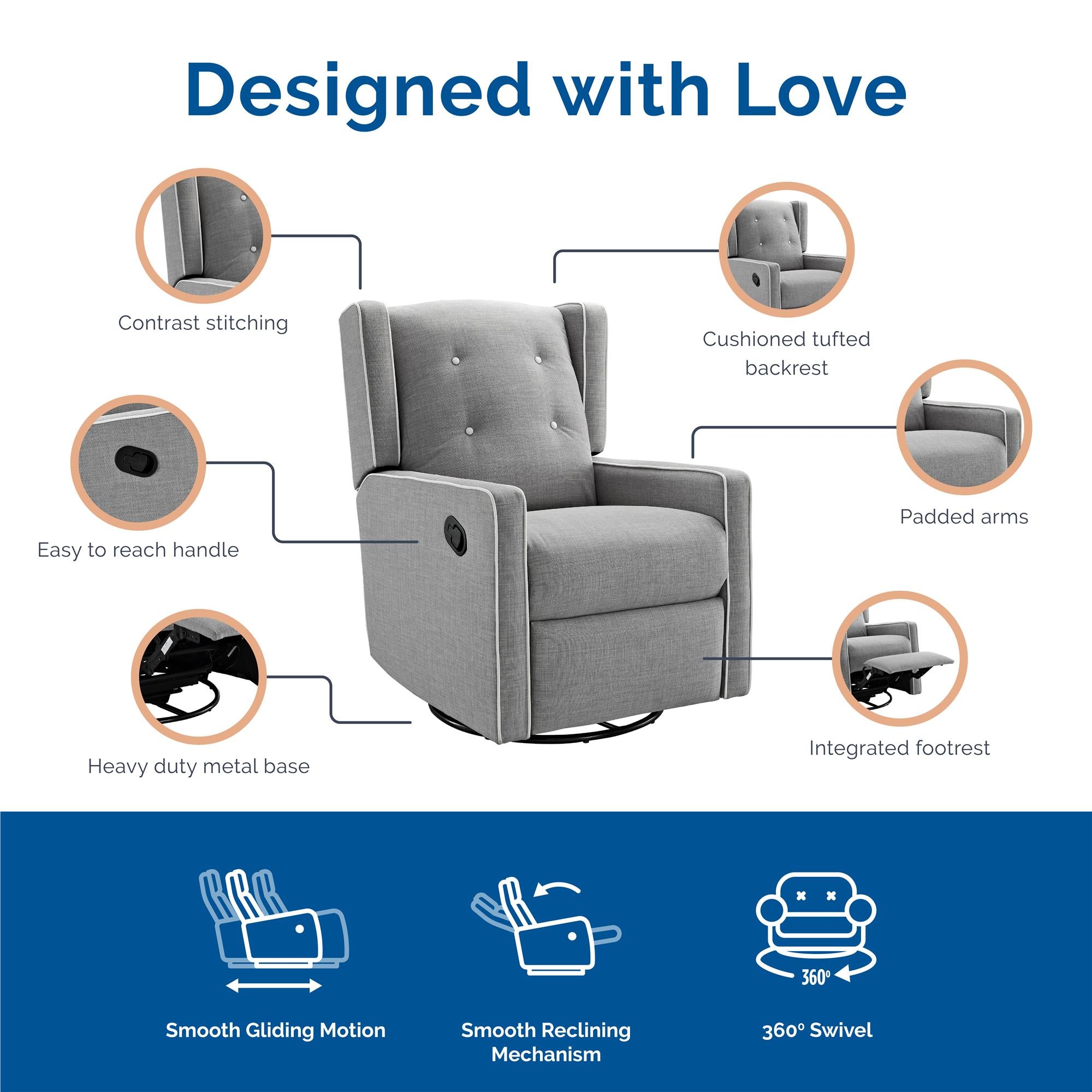 Swivel rocker discount glider recliner chair