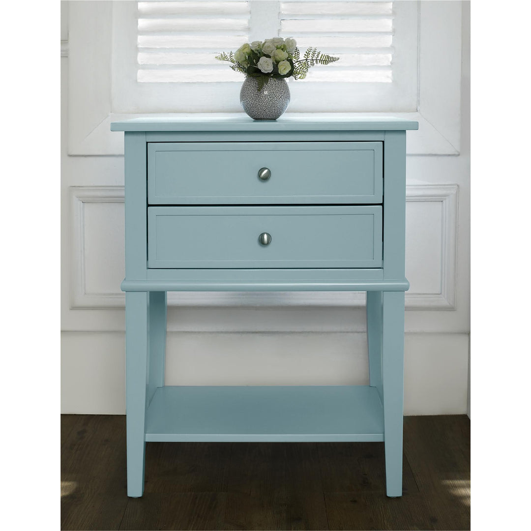 Franklin Nightstand Table with 2 Drawers and Lower Shelf - Blue