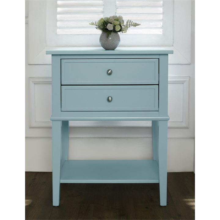 Franklin Nightstand Table with 2 Drawers and Lower Shelf - Blue