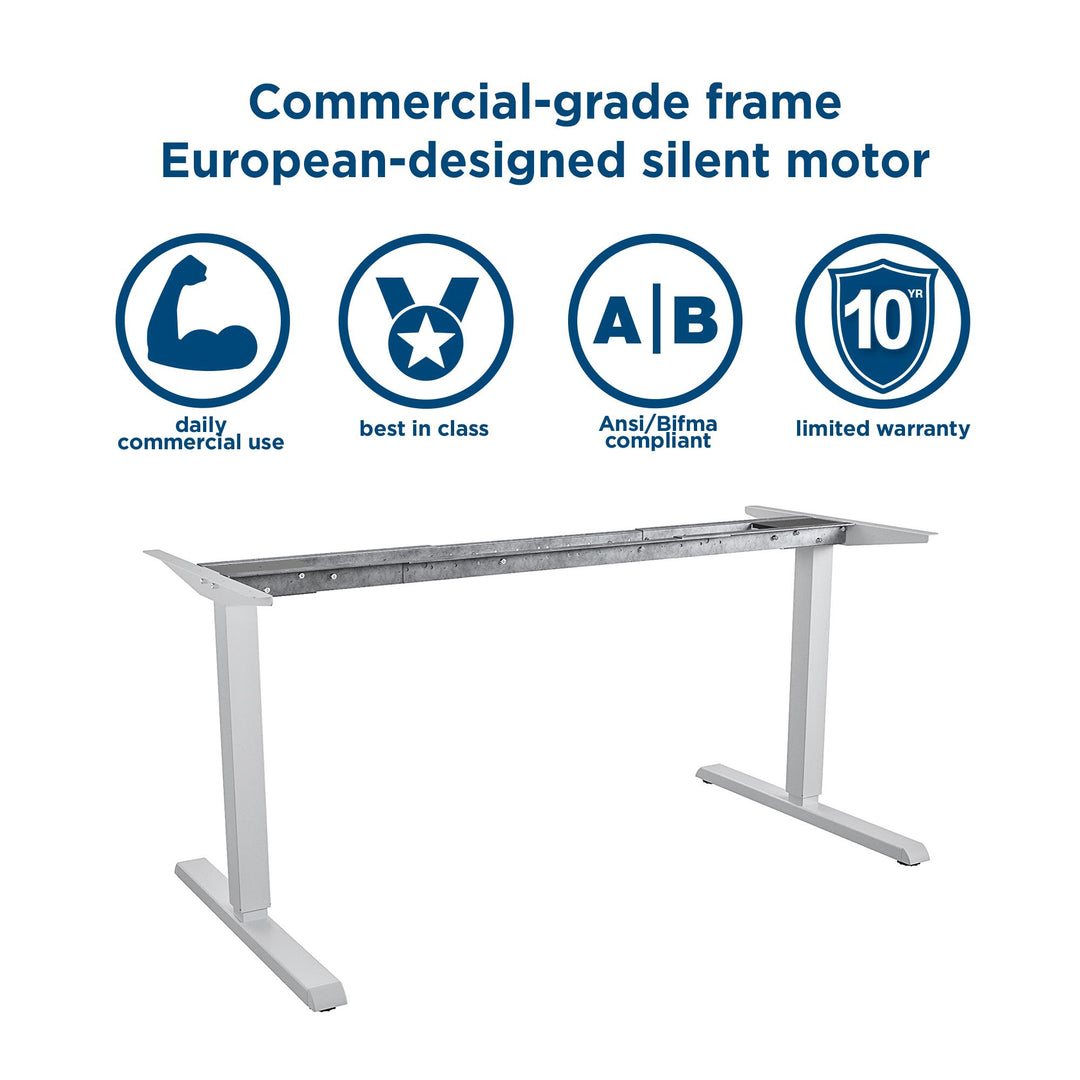 Sit and Stand 60 Inch Adjustable Height Pro-Desk with LED Control Panel - White - 5’ Straight