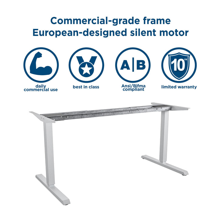 Sit and Stand 60 Inch Adjustable Height Pro-Desk with LED Control Panel - Gray (Wood Grain) - 5’ Straight