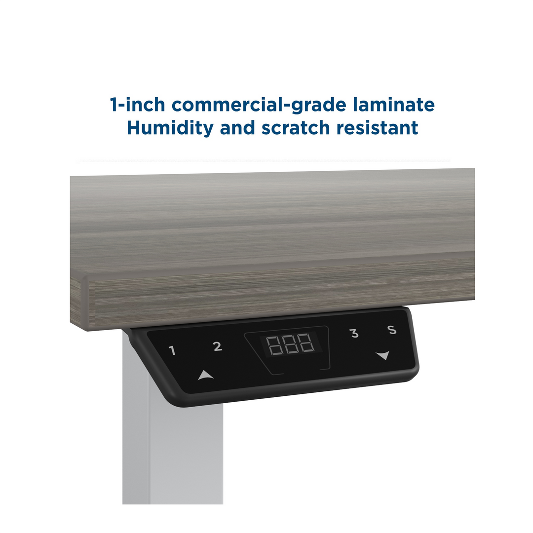 Sit and Stand 60 Inch Adjustable Height Pro-Desk with LED Control Panel - Gray (Wood Grain) - 5’ Straight