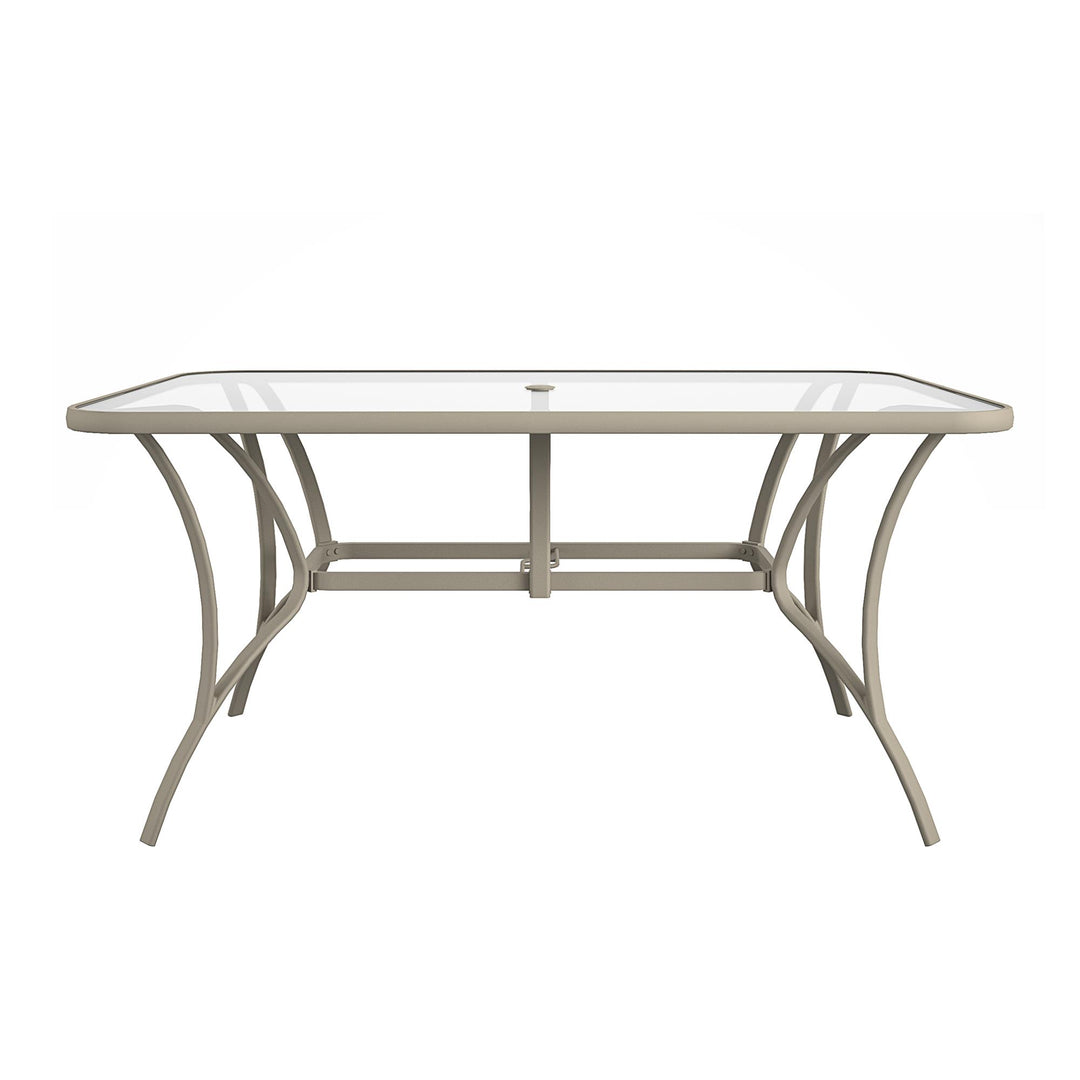 Paloma Patio Dining Table with Tempered Glass Top and Weather Resistant Frame - Sand