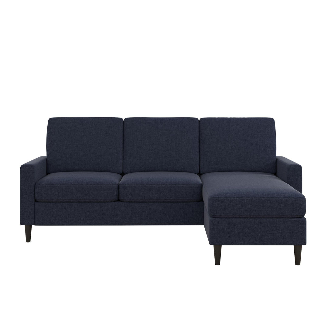 Kaci Linen Upholstered Reversible Sectional - Blue