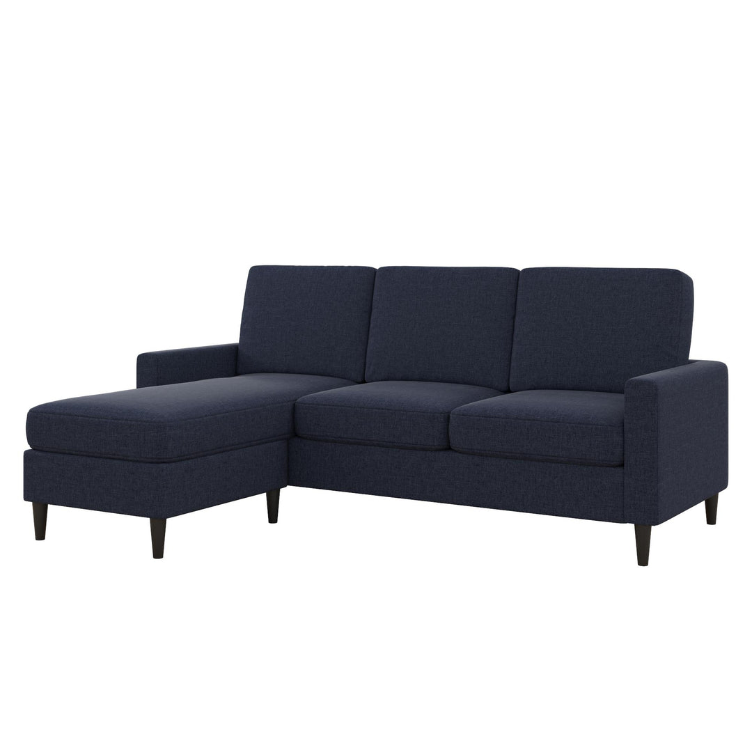 Kaci Linen Upholstered Reversible Sectional - Blue