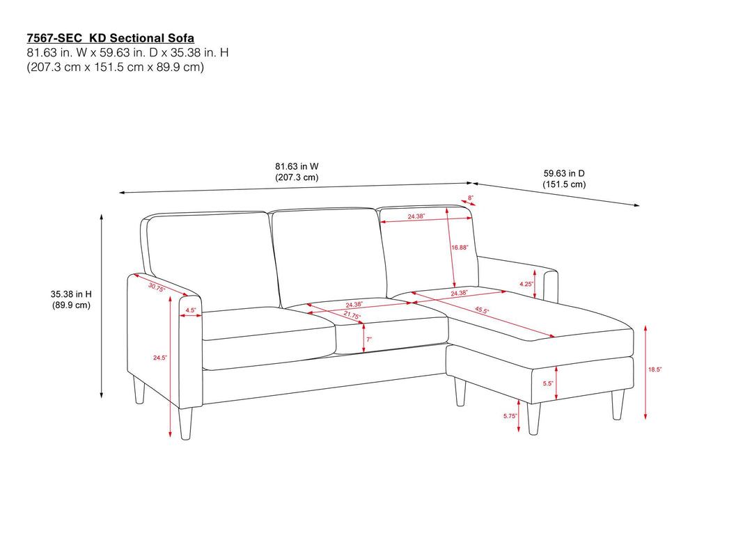 Kaci Linen Upholstered Reversible Sectional - Blue