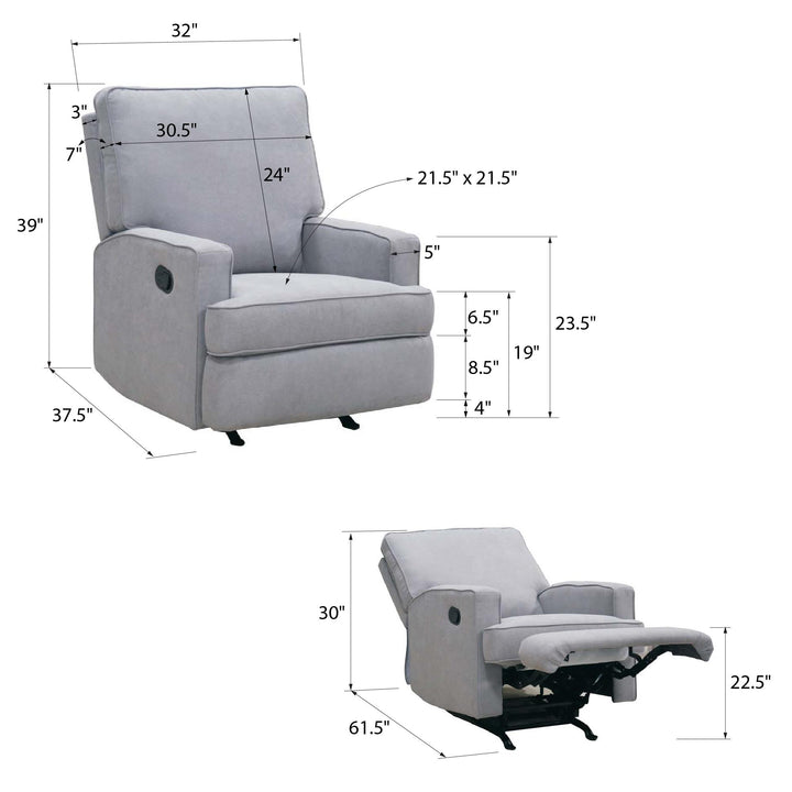 Salma Chenille Rocker Recliner Chair - Gray