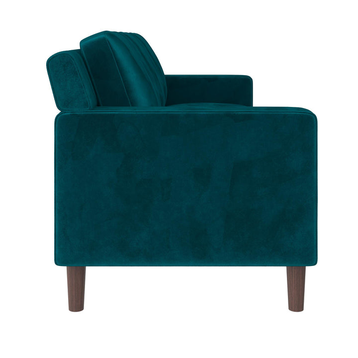 Brynn Fabric Upholstered 3 Seater Sofa with Wood Legs - Green