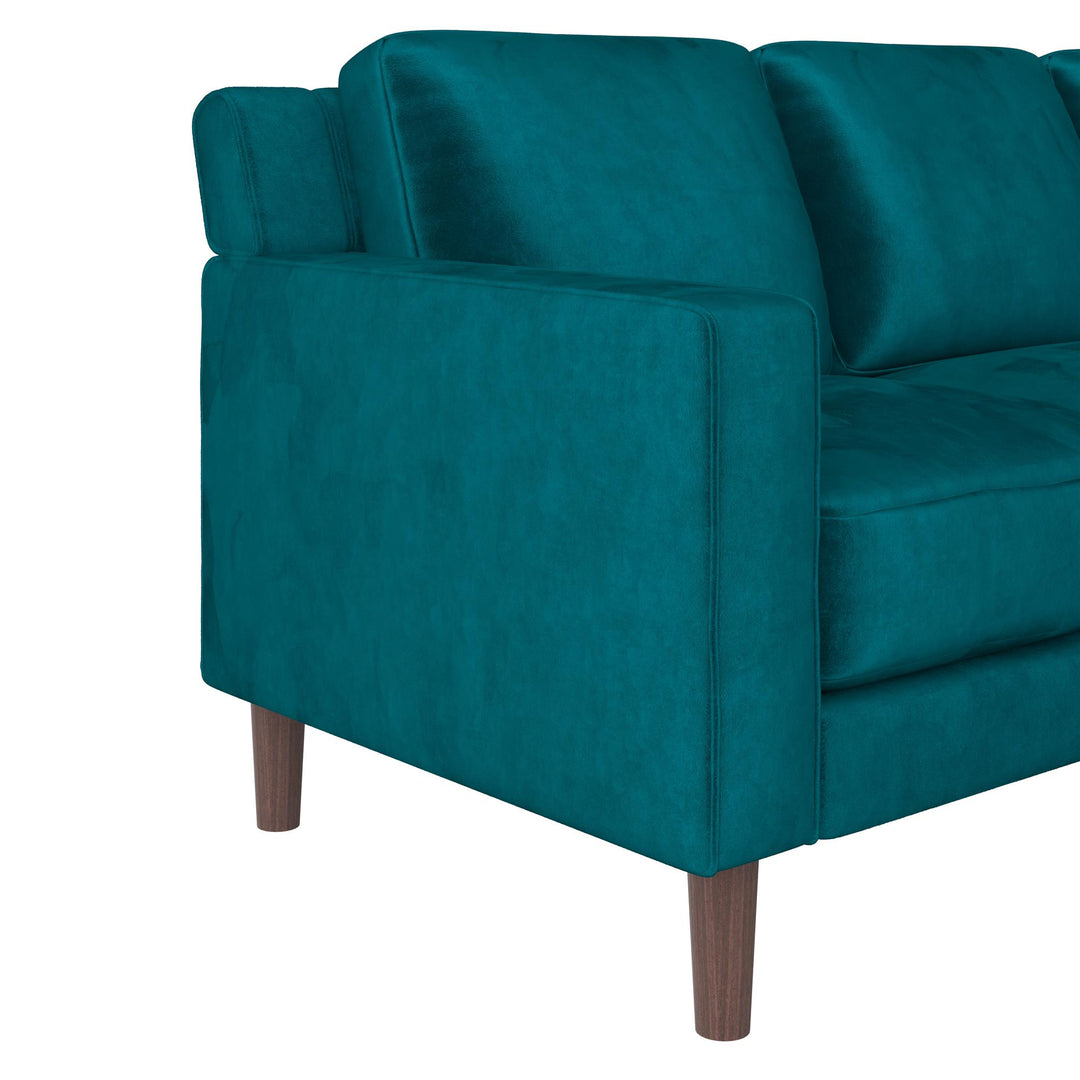 Brynn Fabric Upholstered 3 Seater Sofa with Wood Legs - Green