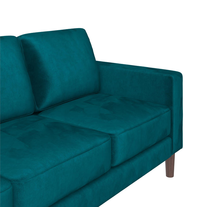 Brynn Fabric Upholstered 3 Seater Sofa with Wood Legs - Green