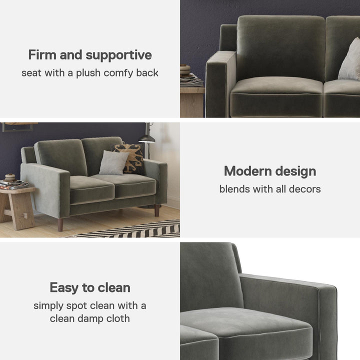 Brynn Fabric Upholstered 2 Seater Sofa with Wood Legs - Gray