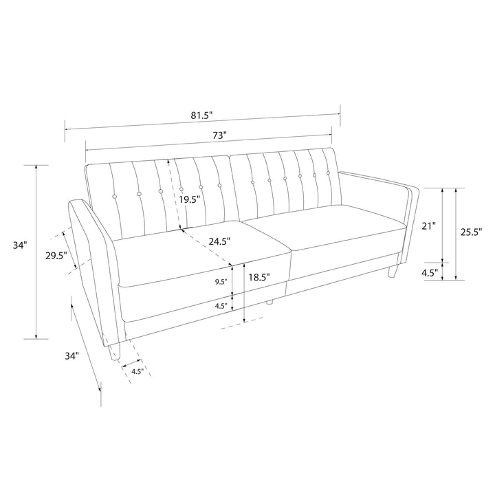 Pin Tufted Transitional Futon with Vertical Stitching and Button Tufting - Tan